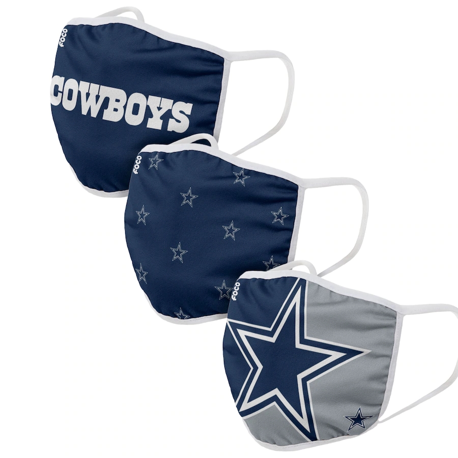  Dallas Cowboys Adult Face Covering 3-PackDust mask with filter->detroit lions->NFL Jersey